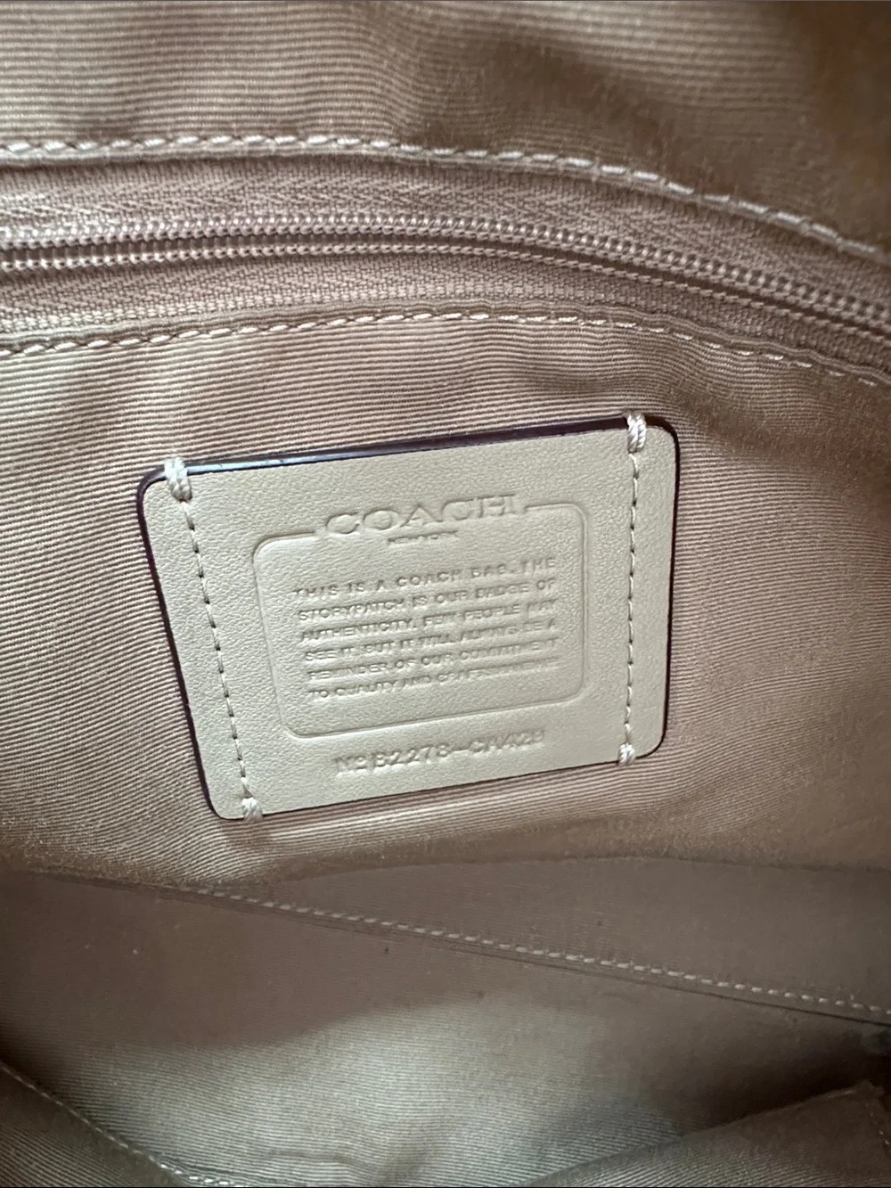 Coach Two-Tone Leather Tote in Cream and Peach with Gold Hardware
